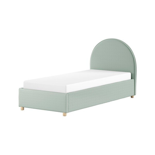 Zelená čalouněná jednolůžková postel s úložným prostorem s roštem 90x200 cm Moon – Vipack