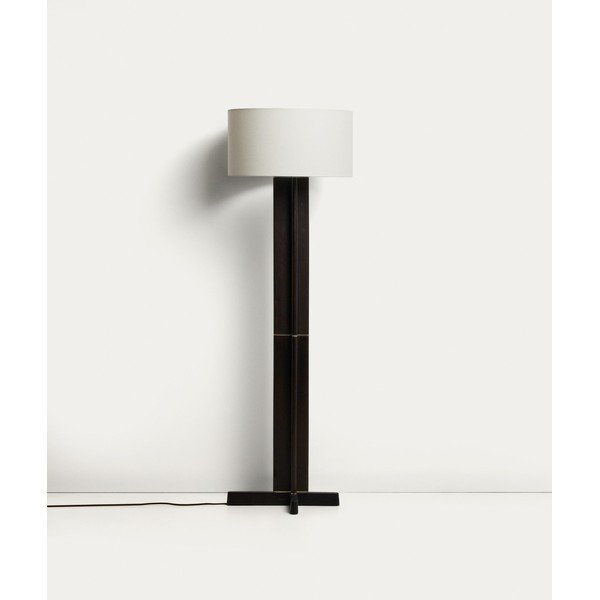 Bílá/tmavě hnědá stojací lampa s textilním stínidlem (výška 150,5 cm) Niani – Kave Home-image-4