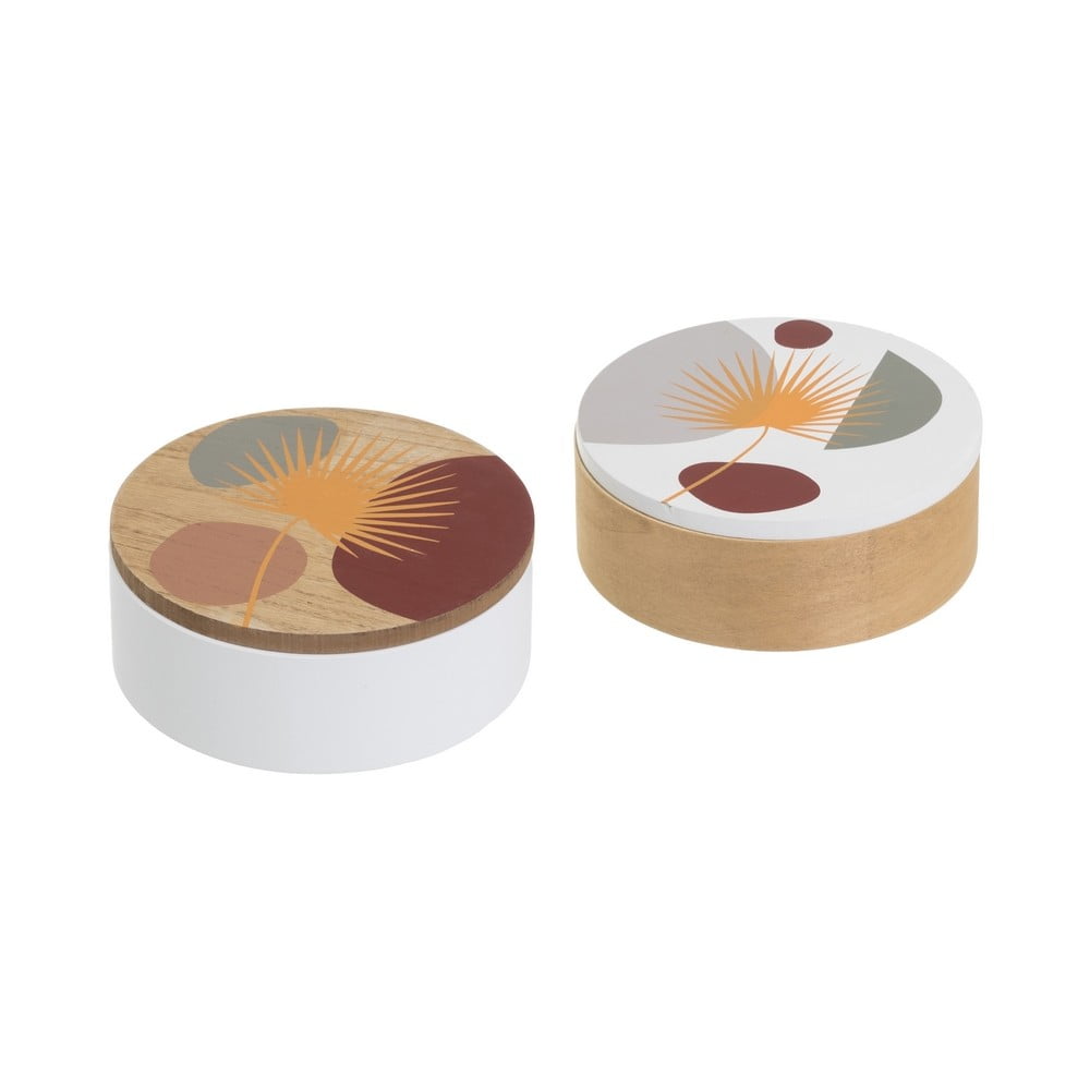 Dekorativní úložné boxy s víkem v sadě 2 ks ø 17x6,5 cm – Casa Selección