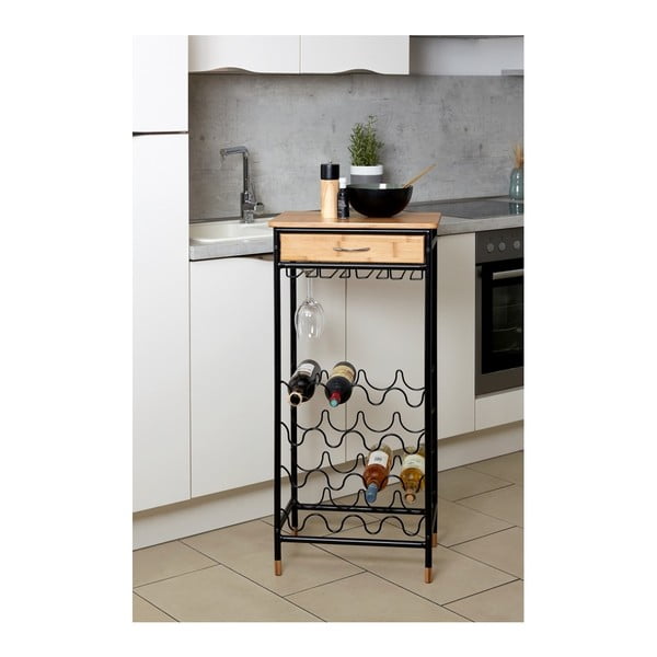 Kovová vinotéka v černo-přírodní barvě na 16 lahví, 48x95 cm Loft – Wenko-image-3