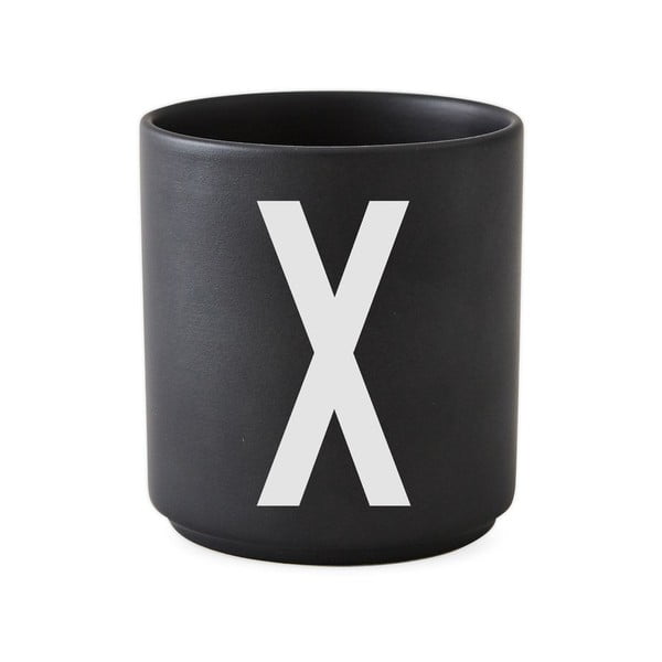 Černý porcelánový hrnek Design Letters Alphabet X, 250 ml