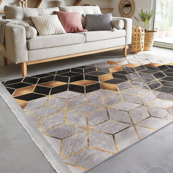 Koberec v šedo-zlaté barvě 80x150 cm – Mila Home-image-4