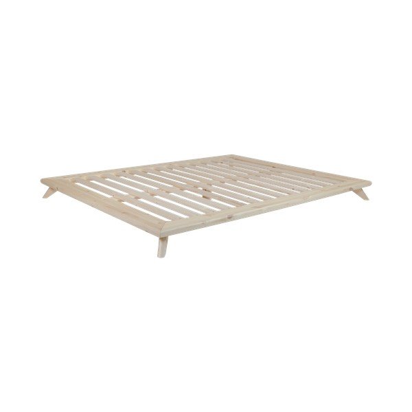Dvoulůžková postel z borovicového dřeva s matrací Karup Design Senza Comfort Mat Natural Clear/Black, 140 x 200 cm-image-3