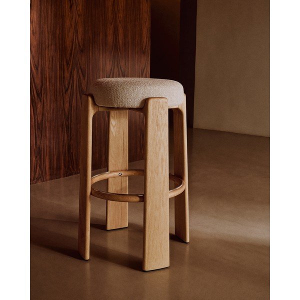 Béžová/ve světle přírodní barvě barová stolička z jasanového dřeva (výška sedáku 75 cm) Granite – Kave Home-image-1