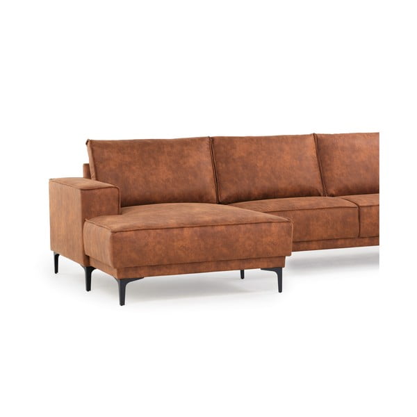 Koňakově hnědá rohová pohovka z imitace kůže (levý roh) Copenhagen – Scandic-image-4