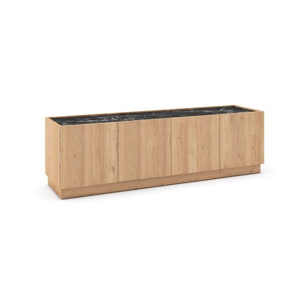 Černý/přírodní TV stolek v dekoru dubu 160x48 cm Dione – Marckeric-image-2