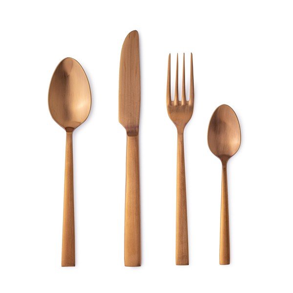 Nerezový příbor 16 ks v měděné barvě pro 4 osoby Hestia – Bizzotto