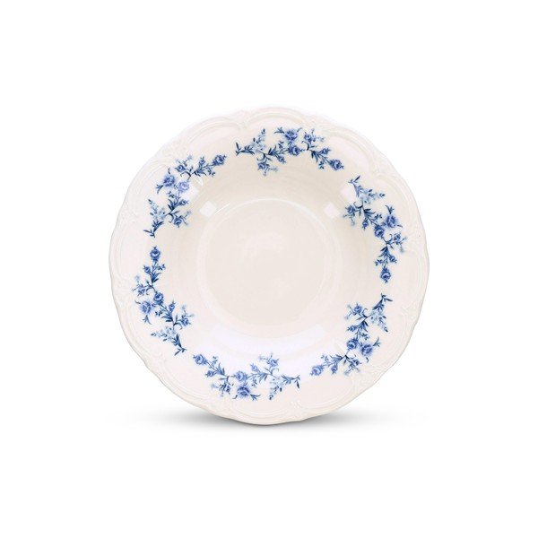 Bílý/modrý hluboký  porcelánový talíř ø 23,5 cm Retro – BonBistro-image-2