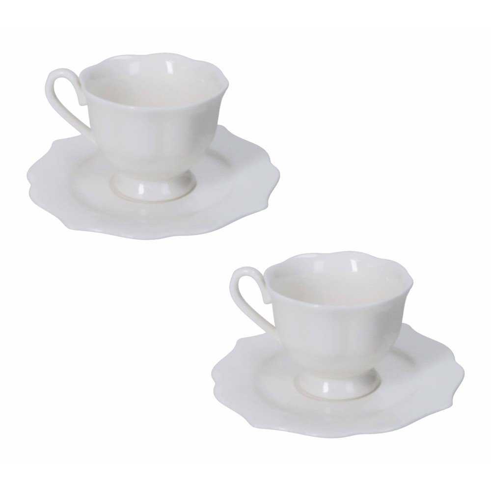 Bílé šálky v sadě 2 ks z kostního porcelánu 80 ml Queen – Brandani