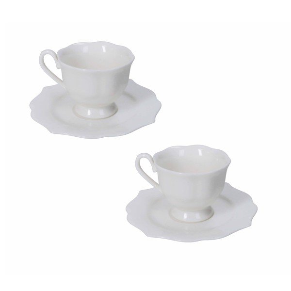 Bílé šálky v sadě 2 ks z kostního porcelánu 80 ml Queen – Brandani