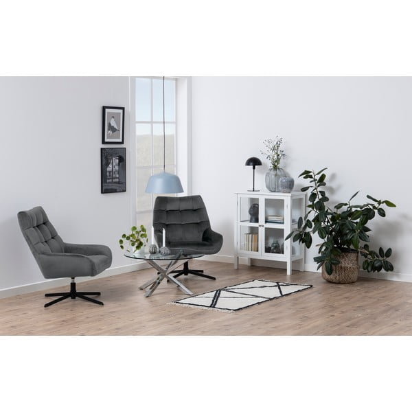 Šedé otočné sametové křeslo Paris – Actona-image-1