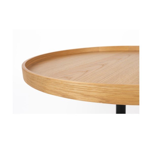 Kulatý konferenční stolek s deskou v dubovém dekoru v přírodní barvě ø 70 cm Yuri L – White Label-image-3