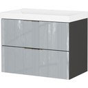 Šedá lesklá závěsná skříňka s umyvadlem 81x65 cm Vasio – Germania