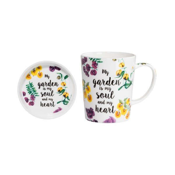 Set hrnku s podnosem z kostního porcelánu Maxwell & Williams Soul Heart, 400 ml