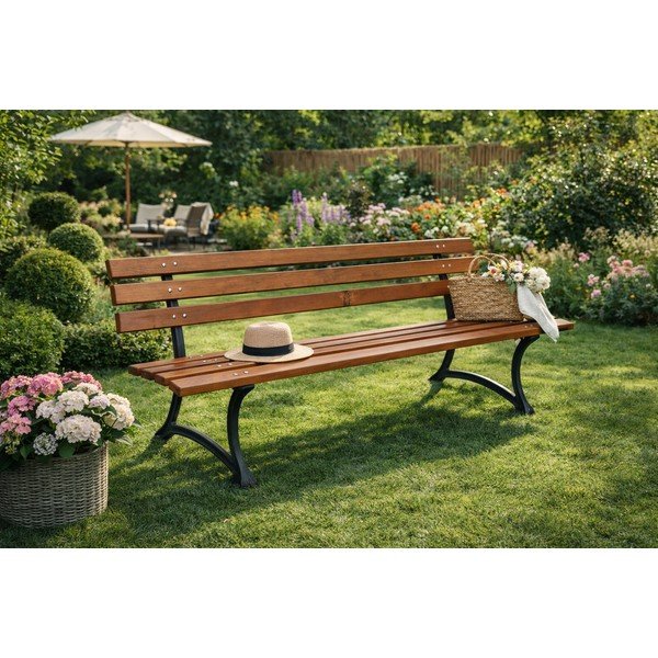 Dřevěná zahradní lavice v přírodní barvě – Rojaplast-image-1