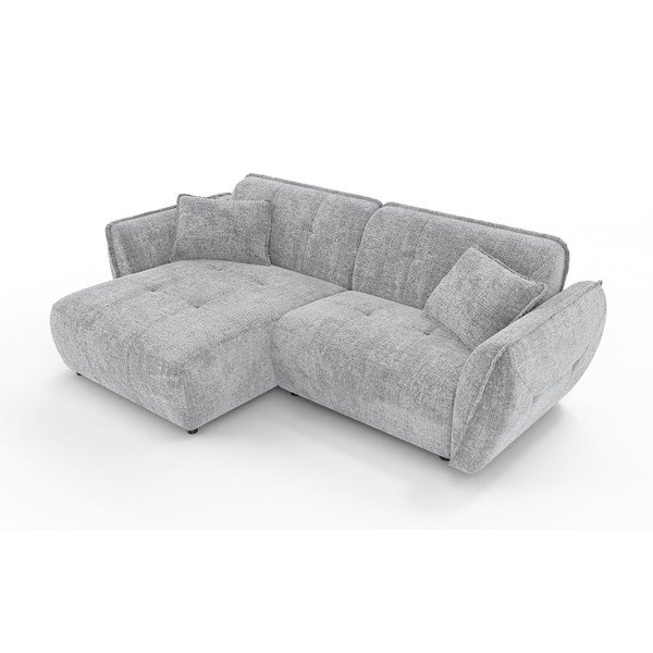 Světle šedá žinylková rohová pohovka (levý roh/s lenoškou) Nelia – Ropez-image-2