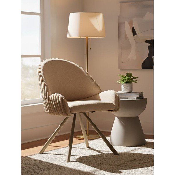 Krémová čalouněná jídelní křesla v sadě 2 ks s područkami Stockholm – Mauro Ferretti-image-1