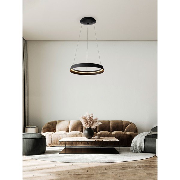 Matně černé hliníkové LED stmívatelné závěsné svítidlo se stínidlem z akrylového skla ø 45 cm Ormi – Nova Luce-image-1