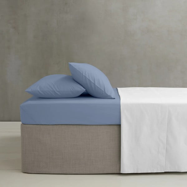 Modré napínací perkálové prostěradlo 150x200 cm Easy Iron Percale – Catherine Lansfield-image-1