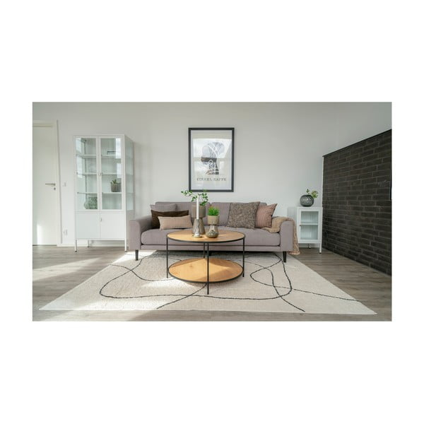 Kulatý konferenční stolek s deskou v dubovém dekoru v přírodní barvě ø 80 cm Vita – House Nordic-image-4