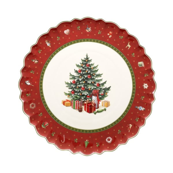Bílo-červený porcelánový vánoční talíř Toy's Delight Villeroy&Boch, ø 33 cm