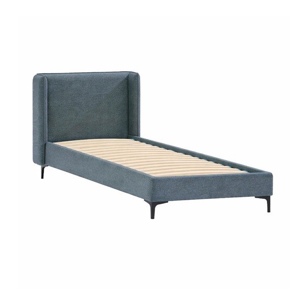 Modrá čalouněná jednolůžková postel s roštem 90x200 cm Basti – Ropez