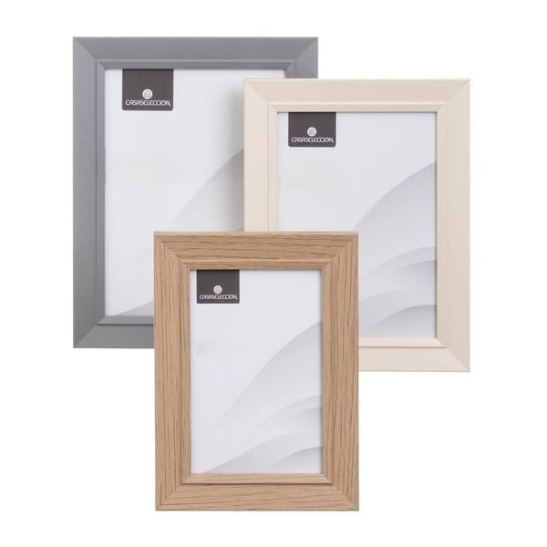 Stojací/na zeď rámečky v hnědo-přírodní barvě v sadě 3 ks 14x19 cm – Casa Selección