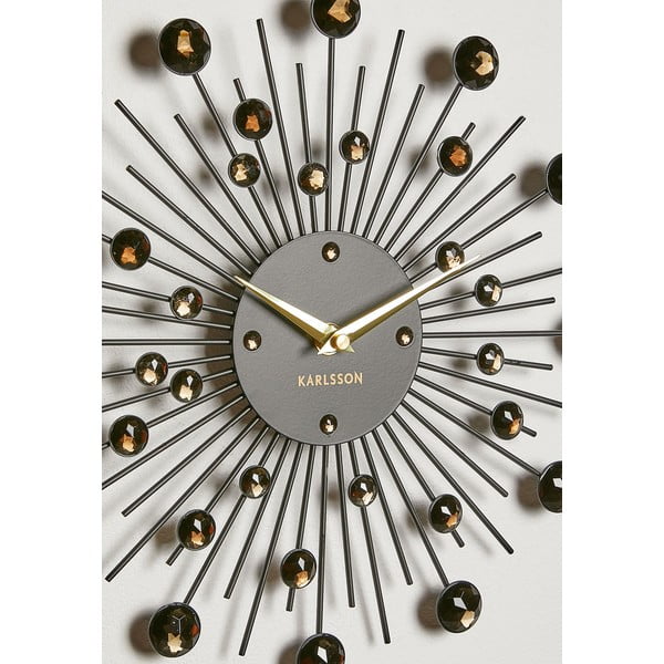 Nástěnné hodiny z krystalů černé barvy Karlsson Sunburst-image-3