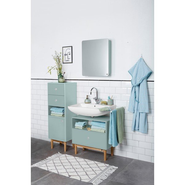 Závěsná koupelnová skříňka se zrcadlem v mentolové barvě 50x58 cm Color Bath – Tom Tailor-image-1