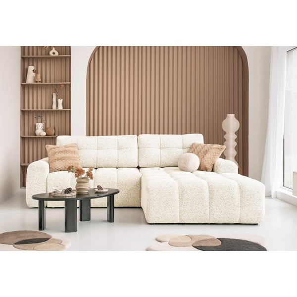 Krémová rozkládací modulární rohová pohovka s úložným prostorem (pravý roh) Lulu – Miuform-image-1