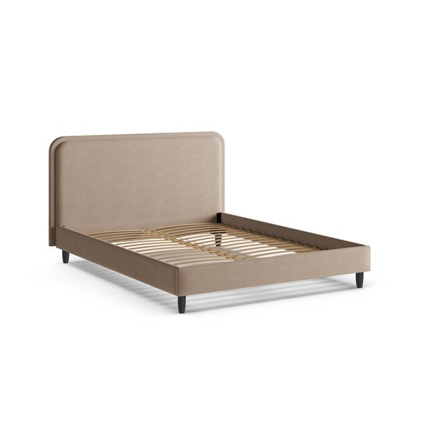 Šedobéžová čalouněná dvoulůžková postel s roštem 140x200 cm Aveline – Micadoni -image-2