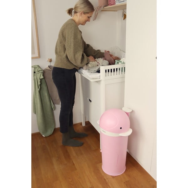 Růžový plastový odpadkový koš na pleny 25 l Whale – Kindsgut-image-3