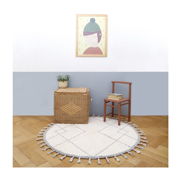 Bílo-šedý bavlněný ručně vyrobený koberec Nattiot Come, ø 120 cm-image-2