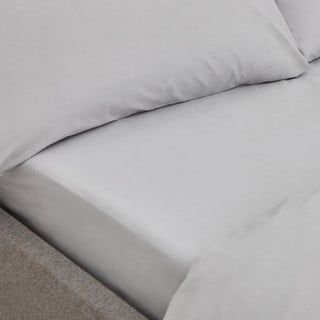 Šedé prostěradlo z organické bavlny Bianca Organic, 135 x 190 cm