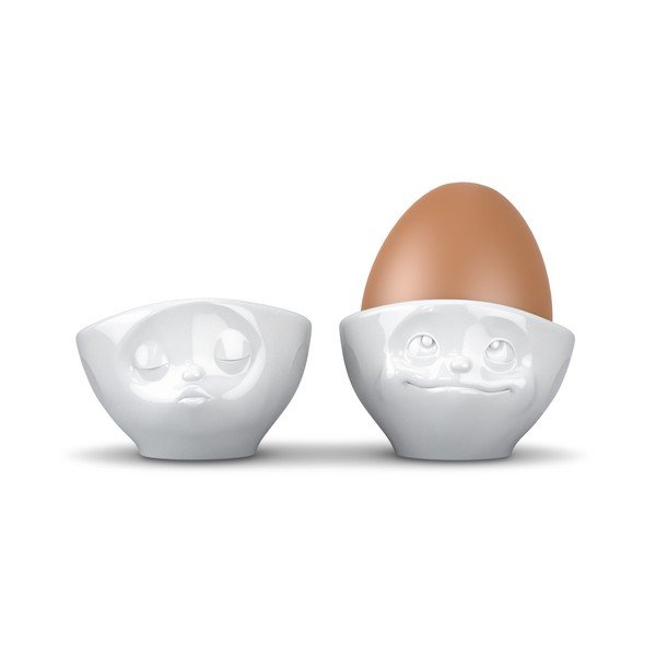 Sada 2 bílých porcelánových zamilovaných kalíšků na vajíčka 58products, objem 100 ml-image-2
