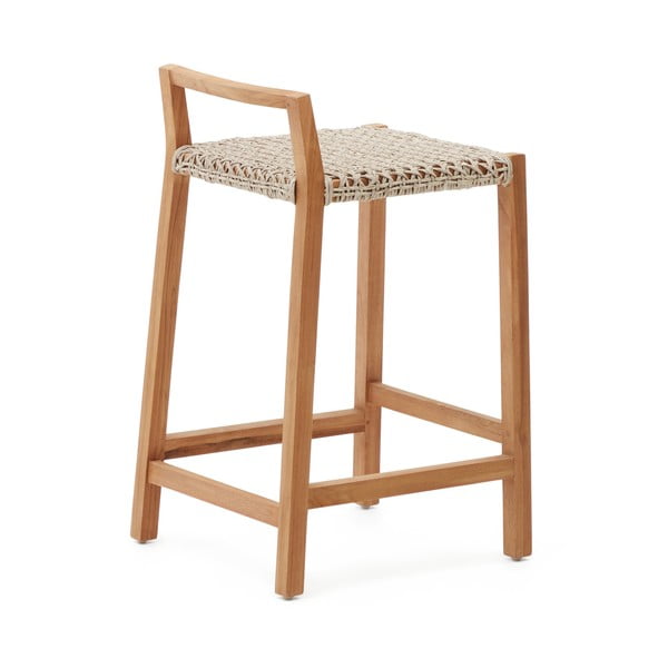 Dřevěná zahradní barová židle v přírodní barvě Giverola – Kave Home-image-3