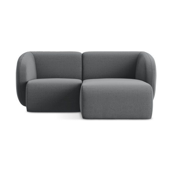 Šedá sametová rohová pohovka (pravý roh/s lenoškou) Lani – Makamii