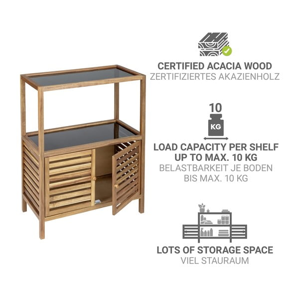 Černá/v přírodní barvě nízká koupelnová skříňka z masivu akácie 67,5x86 cm Fondi – Wenko-image-3