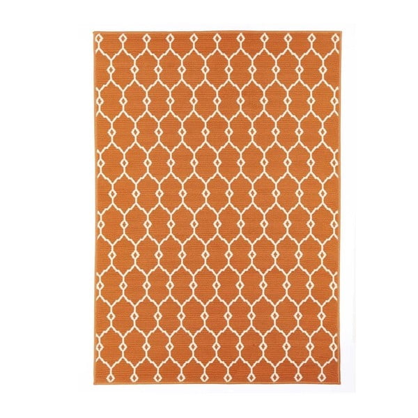 Oranžový venkovní koberec Floorita Trellis, 133 x 190 cm