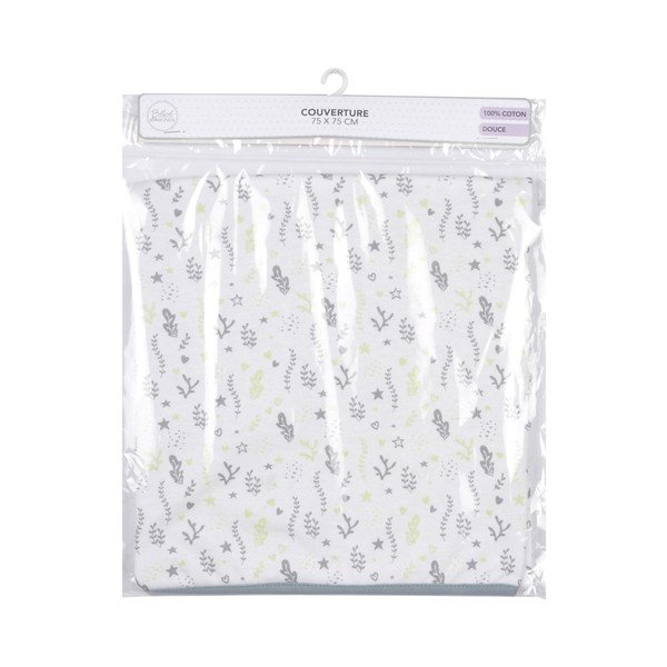 Bílo-šedá bavlněná dětská deka 75x75 cm Ocean – Bébé Douceur-image-1
