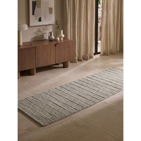 Šedý ručně tkaný vlněný běhoun 80x250 cm Camden Parker – Ted Baker-image-1