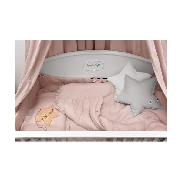 Růžová dětské lněné prostěradlo BELLAMY Dusty Pink, 90 x 200 cm-image-1