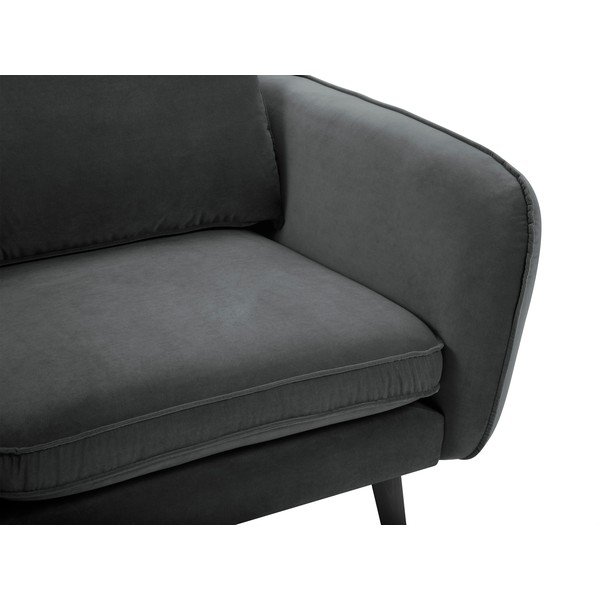 Tmavě šedé sametové křeslo s černými nohami Kooko Home Lento-image-4