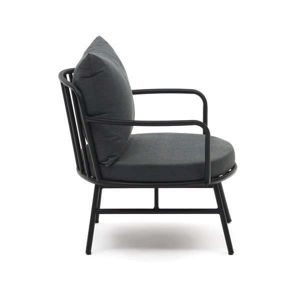 Černé kovové zahradní křeslo Bramant – Kave Home-image-1