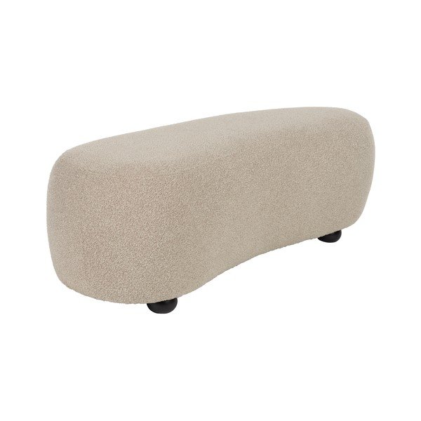 Béžová polstrovaná lavice z textilie bouclé Noxx – White Label-image-2