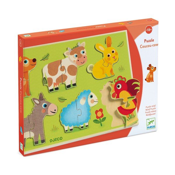 Dětské vkládací dřevěné puzzle s motivy domácích zvířat Djeco-image-2