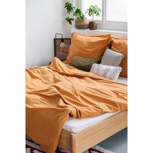 Terakotově oranžové povlečení na dvoulůžko ze stonewashed bavlny Bonami Selection, 200 x 200 cm-image-3