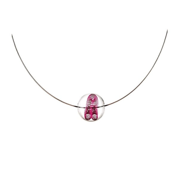Růžový skleněný náhrdelník Ko–ra–le Curly