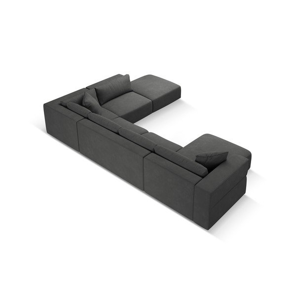 Tmavě šedá rohová pohovka do "U", pravý roh Esther – Milo Casa-image-3