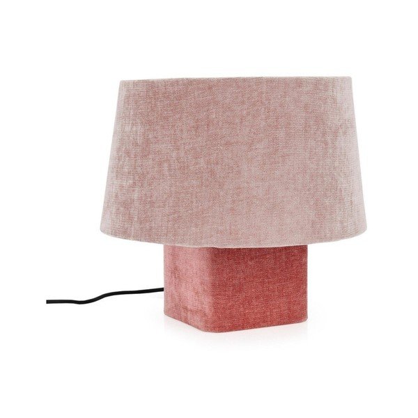 Růžová kovová stolní lampa s textilním stínidlem (výška 35 cm) Demra – Bizzotto